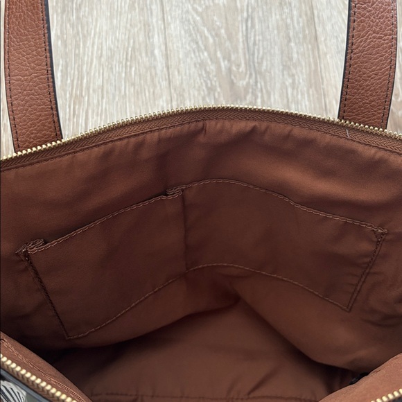 New! Fossil Mimi Shopper purse/tote, blue/green/brown multicolor stripe - Picture 6 of 15